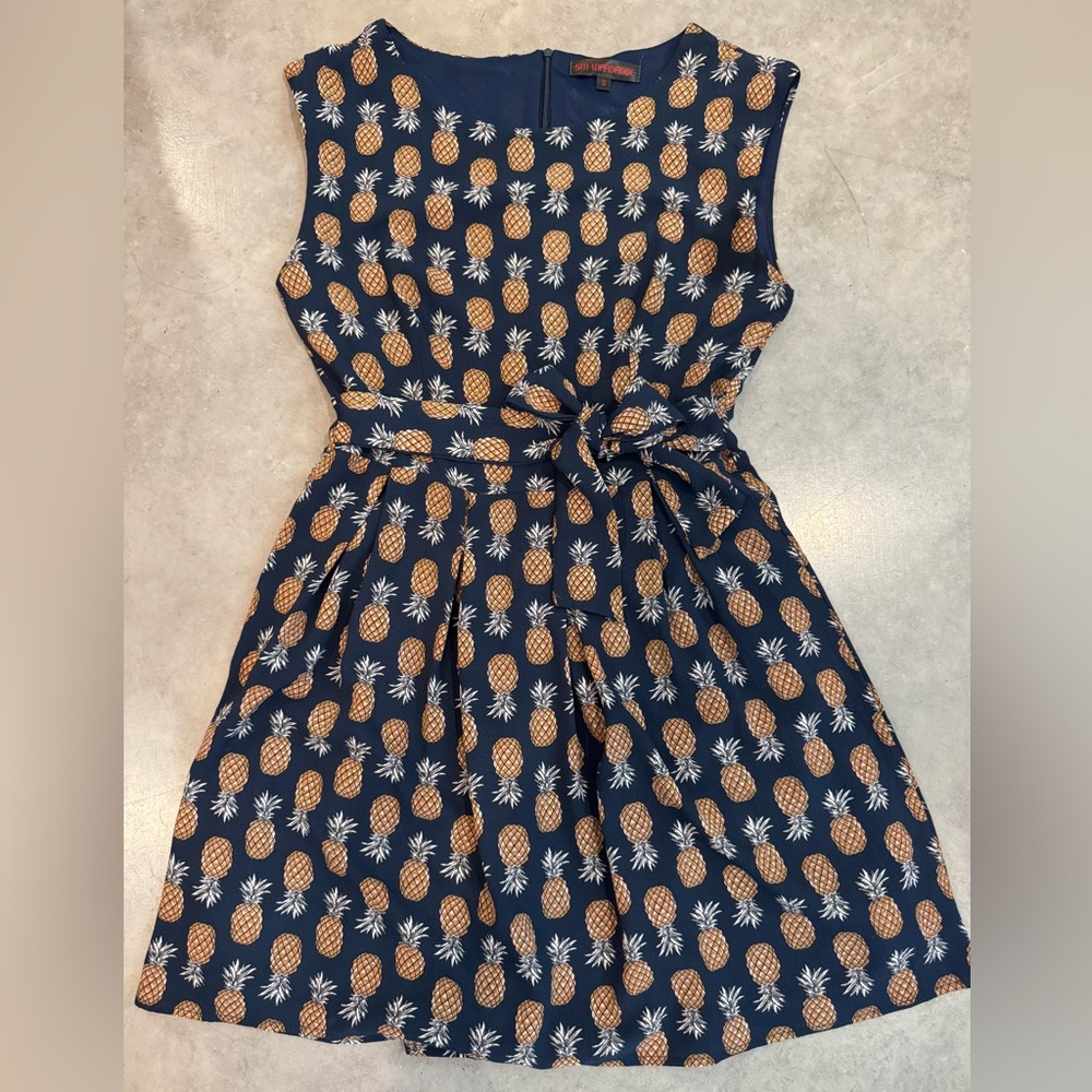 Navy Pineapple Print Dress